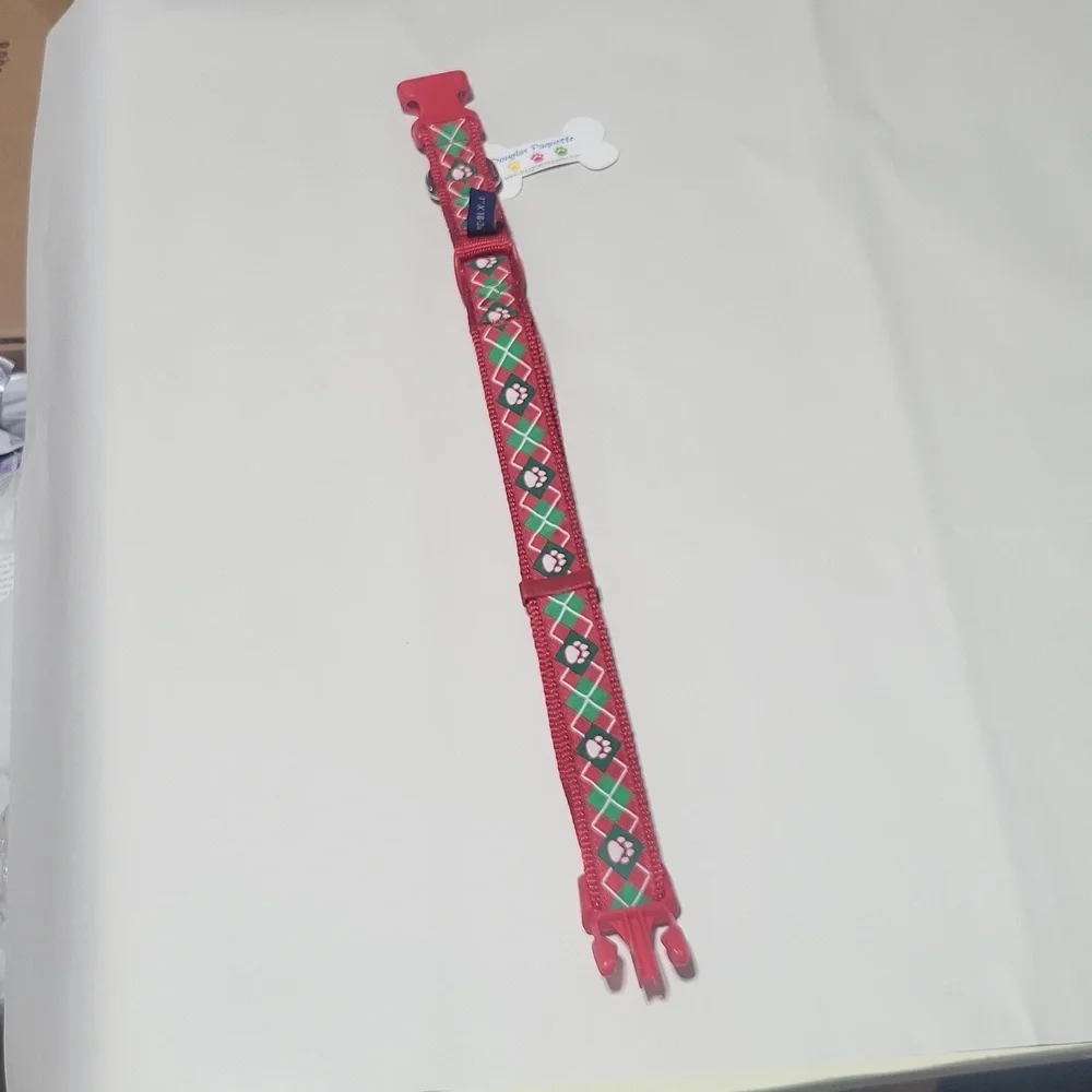DOUGLAS PAQUETTE Red Green Christimas Argyle Dog Collar -Large - 18